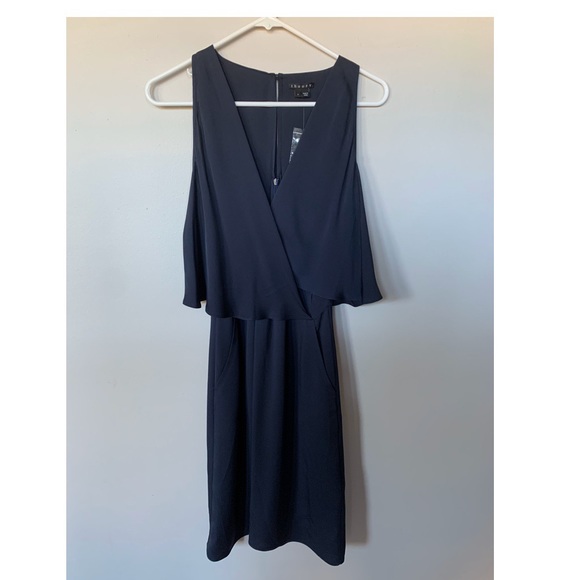 navy silk wrap dress